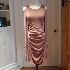 EXPRESS Cold Shoulder Ruched Knit Minidress